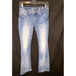 Miss Me Jeans Women's Size 26 Bootcut Blue Denim embellished pocket y2k JP5330B3
